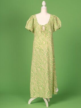 ASOS Design Puff Sleeve Tea Dress Size 12 Summer Green Zebra Dopamine NWT